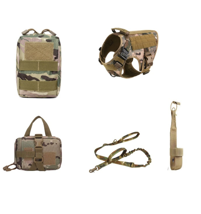 Harnais K9 pour chien, laisse et harnais de poitrine en nylon 1000D camouflage.